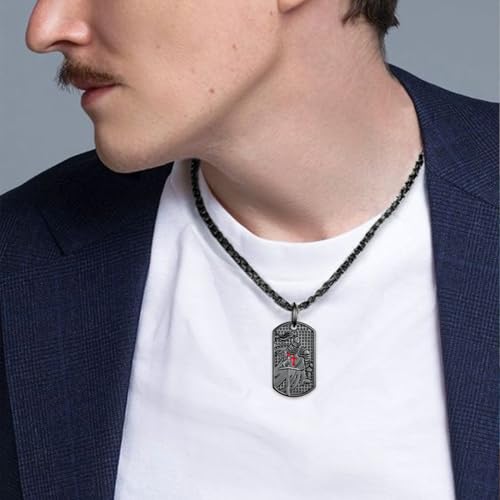 Western Catus/Knights Templar/St Michael/Santa Muerte/Praying Hand/Spartan/Virgin Mary/Tetragrammaton/Wrestlers/Allah Necklace Sterling Silver Dog Tag Necklace Christian Jewelry Gifts for Men - style: Knights Templar
