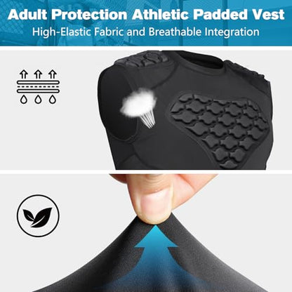 DGXINJUN Men's Football Rib Protector Chest Padded Shirt for Aldult Football Rugby Softball Baseball Heart Sternum Guard - size: Large