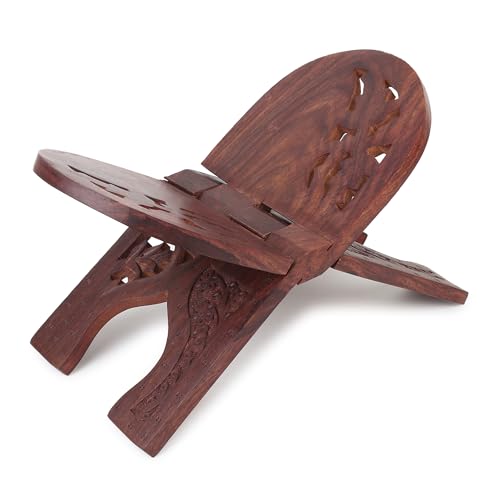 Sheesham Wooden Hand Carved Holy Book Stand for Quran Bible Bhagwat Gita Ramayana & Guru Granth Sahib for Reading Rehal Stand 12 inch