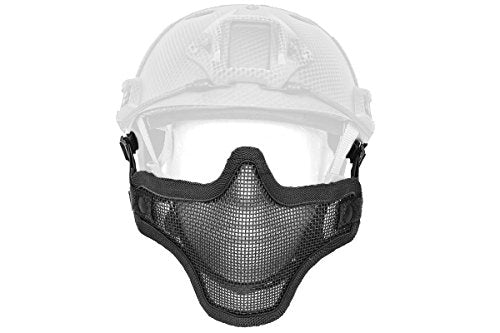 DLP Tactical Quick Release Mesh Steel Face Mask for ARC Rail Equipped Fast/ACH/MICH Combat Helmet - color: Black