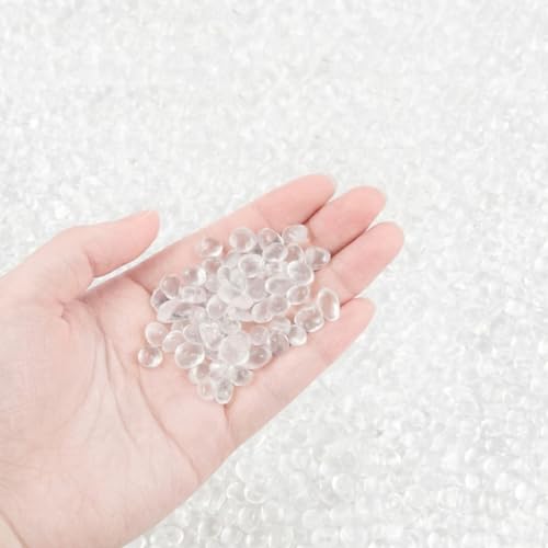 KIJOU Sea Glass Stones Clear 14oz – Premium Polished Glass Pebbles for Vase Fillers, Crafts & Aquarium Decor - color: Clear, size: 14oz