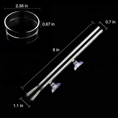 Shrimp Feeding Tube and Dish,2 Cup Clear Crystal Glass Fish Tank Shrimp Feeder Tube Tray - size: 8" + 2 Cups
