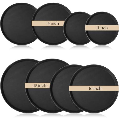 Zopeal 8 Pcs Bar Service Tray Round Plastic Non Slip,11", 14", 16", 18" - size: 11", 14", 16", 18"