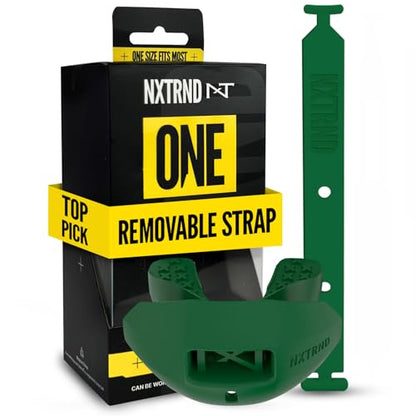 Nxtrnd One Football Mouth Guard, Strap Included, Fits Adult & Youth (Dark Green) - color: Dark Green