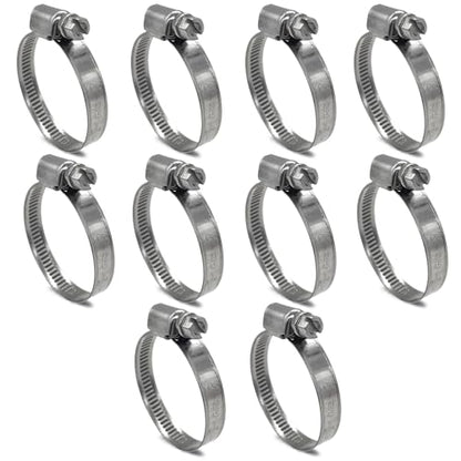 10 Pack SAE Size 20 Stainless Steel Hose Clamps, German Style Embossed Worm Gear Clamp, Adjustable 1-3/16 to 1-3/4 inch (30-45mm) for Coolant Radiator Pipe - size: 1-3/16 to 1-3/4 inch (10 Pack)
