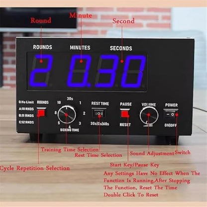 Boxing Interval Timer, Digital Timer Gym,with Led Display, 1-12 Challenge Rounds/Adjustable Buzzer, for Gym Home (Red) - color: Red