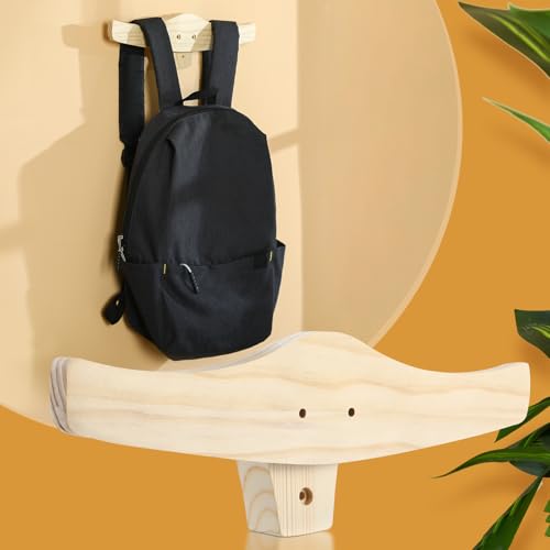 Chunful Backpack Rack Wood Wall Mount Backpack Hanger Heavy Duty Wall Mounted Rustic Wooden Hook Organizer for Hanging Backpacking Traveling Bag Clothes Coats