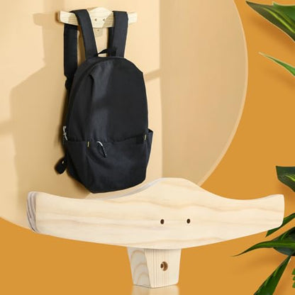 Chunful Backpack Rack Wood Wall Mount Backpack Hanger Heavy Duty Wall Mounted Rustic Wooden Hook Organizer for Hanging Backpacking Traveling Bag Clothes Coats