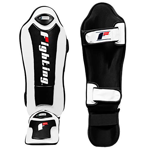 Title Boxing Fighting Sports S2 Gel Power Shin & Instep Guards, White/Black, Regular