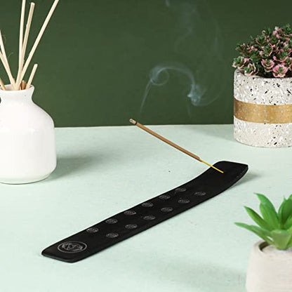 Bless-International Traditional-Handmade-Burner Wooden-Incense-Stick-Holder Ash-Catcher-Stand for-Aromatherapy-Meditation-Yoga (Black Strength) 10 Inches, Pack of 1 - color: Black Strength,10 Inch, size: One Holder