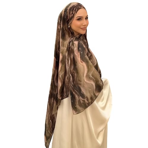 ZGMYC Watercolour Floral Printed Hijab Scarf for Women Soft Modal Cotton Instant Hijab Head Wraps Shawls Long Scarves - color: Color 22