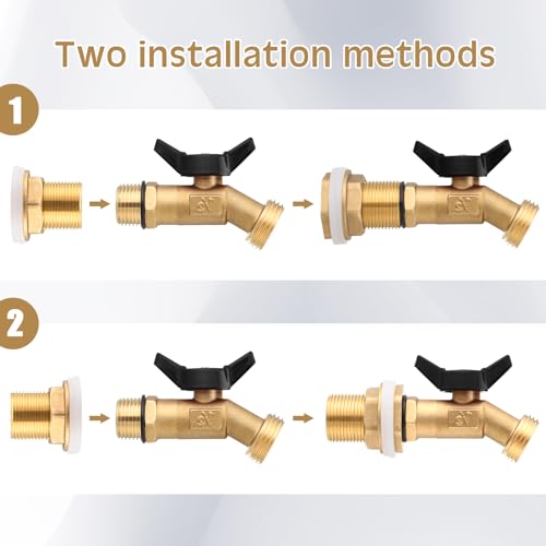 JaGely 3 Sets Brass Rain Barrel Spigot Kit with Heavy Duty Bulkhead Fitting Quarter Turn Ball Valve Rain Barrel Faucet for Aquariums, Water Tanks, Tubs, Pools(Black) - color: Black