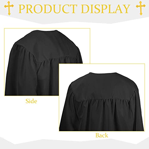 Jiuguva Clergy Robe for Adults Unisex, Priest Church Robe Set with Cross Stole, Minister Pulpit Baptism Choir Robe Attire - color: Black