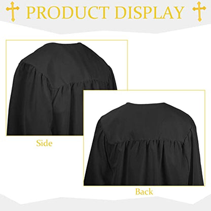 Jiuguva Clergy Robe for Adults Unisex, Priest Church Robe Set with Cross Stole, Minister Pulpit Baptism Choir Robe Attire - color: Black