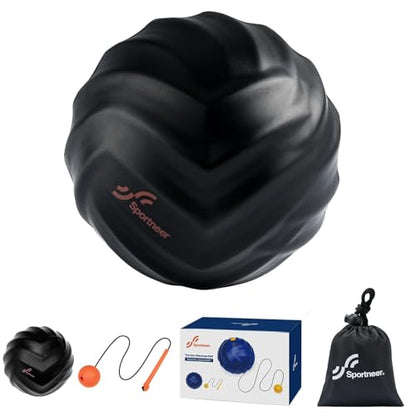 Sportneer Massage Lacrosse Ball with String, Deep Tissue Massager for Back Myofascial Release, Shoulder Trigger Point Therapy & Foot Plantar Fasciitis, Full Body Relaxation, Greasy Black - color: Greasy Black