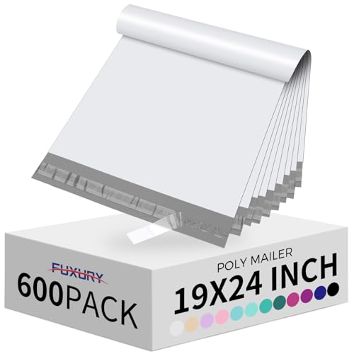 Fuxury Large Poly Mailers 19x24" 600 Pcs,Shipping Bags for Clothes,White | Waterproof Self Seal Mailing Envelopes,Strong Adhesive Packaging Mailers Poly Bag For Books Clothes Business,Boutique - color: White, size: 19x24" 600pcs