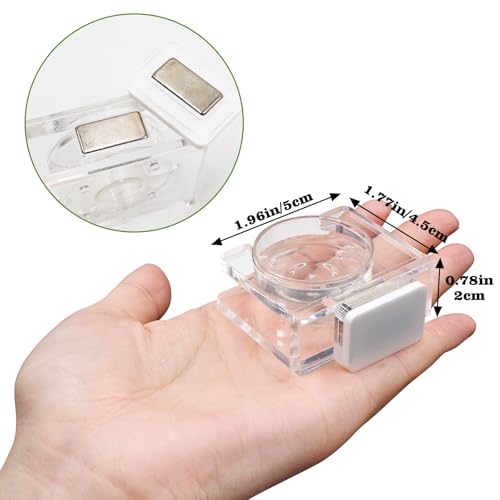 Jumping Spider Feeding Dish, Transparent Acrylic Magnetic Tiny Tarantula Food Bowl Water Dish, Enclosure Feeder Accessories for Jumping Spider Tarantula Small Spider - 2 × 1.8 Inch - size: 1 Pack