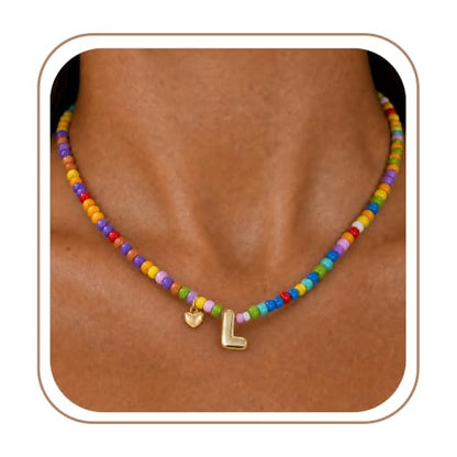 Colorful Initial Necklaces Fashion Stuff 18K Gold Plated Letter A-Z - color: L