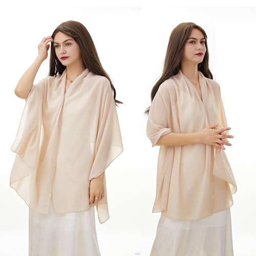 YOUR SMILE for Women Lightweight Breathable Solid Color Soft Chiffon Long Fashion Scarves Sun-proof Shawls Wrap - color: Beige