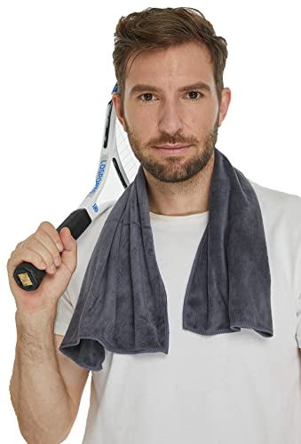 HOPESHINE Gyms Towels for Men & Women Microfiber Exercise Fitness Home Absorbent Sweat Yoga Towels Sports Towels Soft Fast Drying 16inch x32inch 3-Pack - color: 3-pack Grey+dark Blue+light Blue