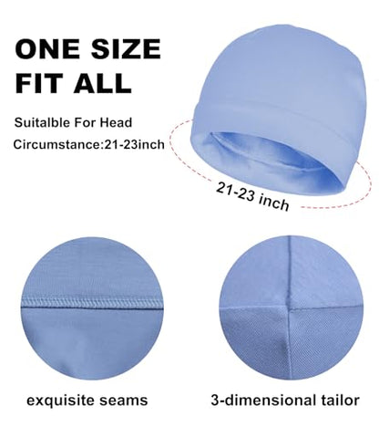 100% Cotton Skull Caps Beanie Bald Sleeping Hats for Men Women - color: 3pieces-brown,light Blue,light Purple
