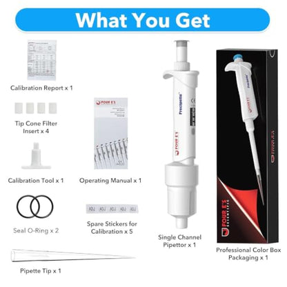FOUR E'S SCIENTIFIC 1-10mL Pipette Pro, Single-Channel Pipettor | Variable Volume Micropipette, Test Certificate Included, 4-Digit Volume Display, Model LH0301009 - size: 09 (1-10mL)