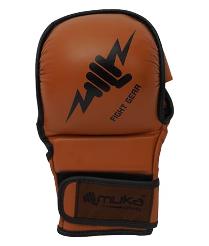 MMA Gloves Sparring - Hybrid Open Palm Punching Bag Gloves - Wrist Support Martial Arts Mitts- Boxing Gloves Men & Women Ideal for Grappling, Muay Thai and Kickboxing - color: Brown