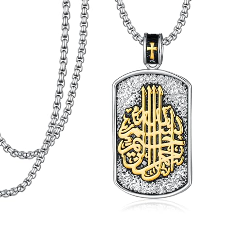 Western Catus/Knights Templar/St Michael/Santa Muerte/Praying Hand/Spartan/Virgin Mary/Tetragrammaton/Wrestlers/Allah Necklace Sterling Silver Dog Tag Necklace Christian Jewelry Gifts for Men - style: Allah
