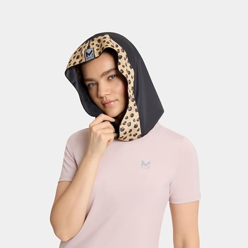 MISSION Cooling Hoodie Towel, Evaporative Cool Technology, Cools Instantly When Wet, UPF 50 Sun Protection, Contours Your Head to Stay in Place, Great for Sports, Fitness, Gym - color: Leopard