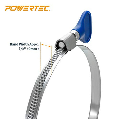 POWERTEC 70247-P3 1-1/2 Inch Key Hose Clamps, Adjustable Stainless Steel Thumb Screw Hose Clamps for Dust Collection, PVC Tubing, Pool Hose Clamp, Pipe Clamp, Worm Gear Clamp, 15 pack - size: 1-1/2 Inch, style: 15 PK