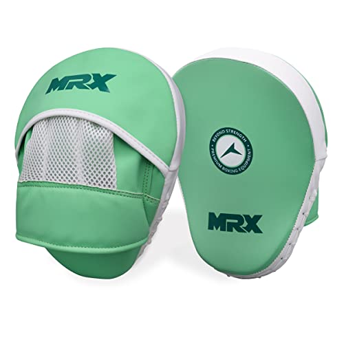 MRX Gel Tech Boxing Hook & Jab Pads MMA Focus Punching Mitts Training Thai Kick Strike Shield Curved Black/White - color: Sea Green