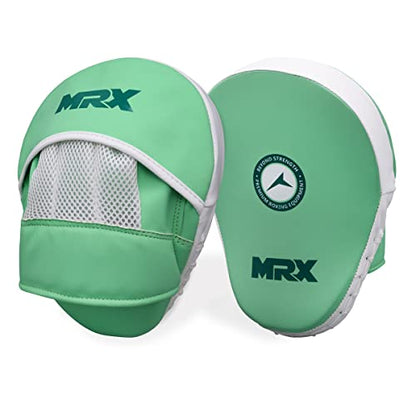 MRX Gel Tech Boxing Hook & Jab Pads MMA Focus Punching Mitts Training Thai Kick Strike Shield Curved Black/White - color: Sea Green
