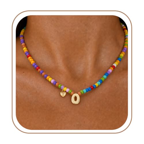 Colorful Initial Necklaces Fashion Stuff 18K Gold Plated Letter A-Z - color: O
