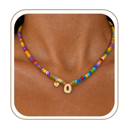 Colorful Initial Necklaces Fashion Stuff 18K Gold Plated Letter A-Z - color: O