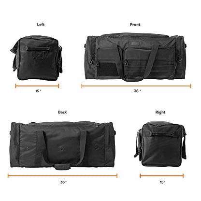 Fitdom 130L 36" Heavy Duty Extra Large Sports Gym Equipment Travel Duffle Bag W/Adjustable Shoulder Strap & 7 Compartments. Perfect for Soccer Baseball Basketball Hockey Football, Team Coaches & More - color: Black