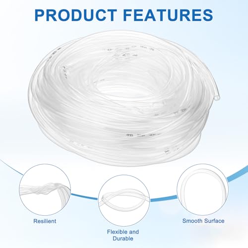 M METERXITY Vinyl Tubing 5/16" ID x 3/8" OD 100ft Flexible Plastic Tube with 2 Hose Ties, Lightweight Hybrid PVC Hose for Water Gardening/Airline/Aquarium Tubing [Clear] - size: 5/16" ID x 100ft