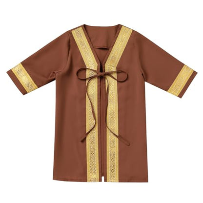 Newborn Baby Boys Muslim Ramadan Robe Long Sleeve Abaya Sets Eid Kaftan Dubai Islamic Outfits Arabic Kid Thobe - color: Brown, size: 12-24 Months