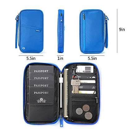 VanFn RFID Travel Passport Wallet, Family Passport Holder, Trip Document Organizer P.Travel Series (Nylon - Blue) - color: A - Nylon - Blue