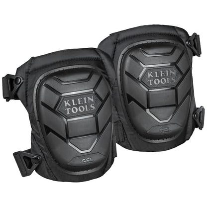 KLEIN TOOLS 60895 Knee Pads for Men and Women, Heavy Duty Semi-Round Stabilizer Gel Knee Pads with Adjustable Elastic Straps, for Construction, Flooring, Gardening, Black - size: Stabilizer