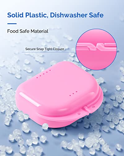 JMU 2 Pcs Retainer Case with Vent Holes, Orthodontic Storage Case | White and Pink, Dental Mouth Guard Holder, Travel Box for Aligner with Snap Lock - color: White/Pink