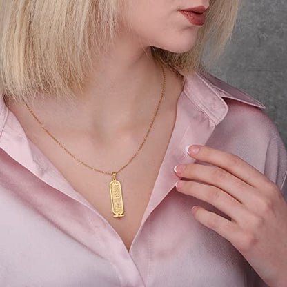 Personalized Cartouche Pendant Name Necklace, Hieroglyph Egypt Jewelry (XS, 925k sterling silver) (S, 925k sterling silver)