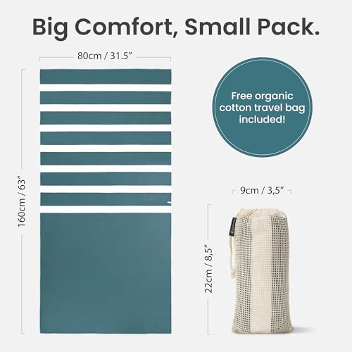 SummerSand Microfiber Beach Towel - Quick Dry, Sand Free - Compact and Lightweight for Travel - Recycled Materials - Travel Bag Included - Large Microfiber Towel (63x31.5in – Ocean Green) - color: Ocean Green