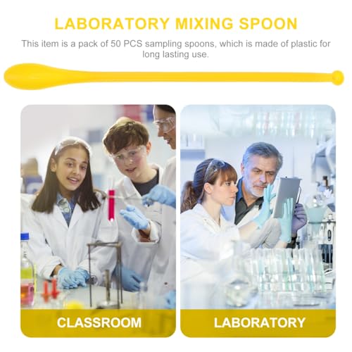 Mobestech 50 Pcs Double-Headed Plastic Lab Scoops Sampling Spoons Lightweight Mixing Spatulas for Powder Granules Solid Materials in Laboratory Home and Restaurant Use
