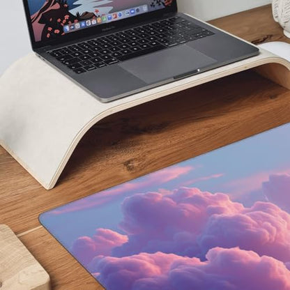 XXL Gaming Mouse Pad 35.4x15.7 Inch, Large Extended Desk Mat | Mousepad with clouds design Non-Slip Rubber Base, Water-Resistant Surface and Stitched Edges for Gaming, Office & Home - color: Cloud