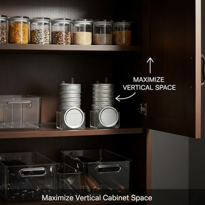 2 Pack Mason Jar Lid Organizer, Acrylic Storage for 12 Wide & 12 Regular Mouth Lids and Rings, Space-Saving Holder for Cabinet or Countertop