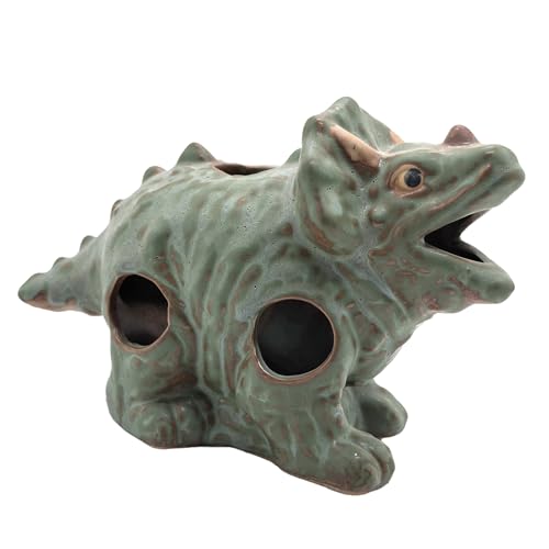 M2cbridge Aquarium Ceramic Cave Rock for Betta Shrimp Cichlid Fish Hideout Decor (Big Dinosaur) - color: Big Dinosaur