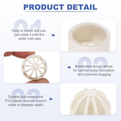 PATIKIL 4.3 Inch (110mm) Fish Cover Permeable Cap, 4 Pcs PVC Breathable Cap Aquarium Guard Fish Tank Intake Cover, White - color: White, size: 4.3Inch(110mm)
