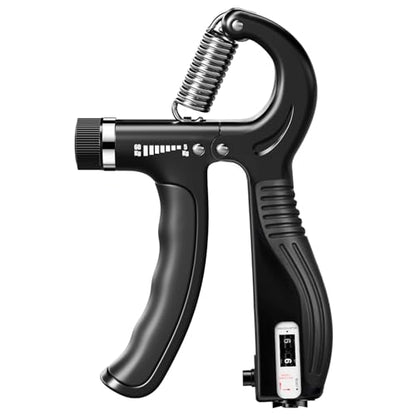 Grip Strength Trainer - Adjustable Resistance 11-132lbs/5-60kg Hand Gripper & Forearm Strengthener Device with Smart Counter for Sports & Rehab - color: Black
