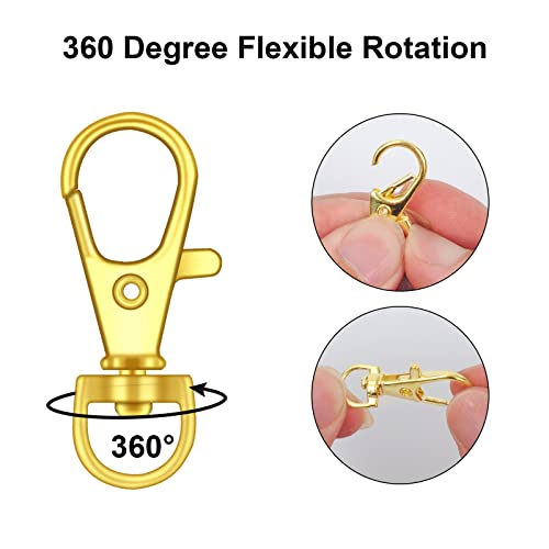 120PCS Premium Swivel Lanyard Snap Hook with Key Rings, Metal Keychain Hooks for Jewelry Making, Crafts (Gold) - color: Gold