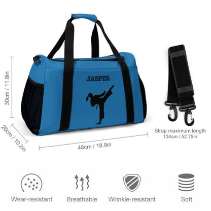 Custom Name Taekwondo Karate Duffle Bag for kids Boy Girls,Personalized Martial Arts Gear Bag,Water-Resistant Sparring Equipment Blue - color: Taekwondo Karate-10